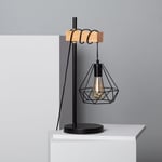 Ledkia - Lampe à Poser Bois et Métal Sardo Noir