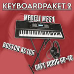 Keyboardpaket 2: Medeli M331 + Hörlurar & Stativ