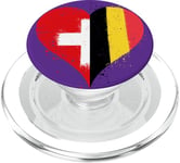 Coeur pour Fier Suisse Belge Un Drapeau Belgique Suisse PopSockets PopGrip pour MagSafe