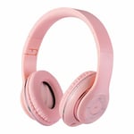 Pliable Bluetooth 5.0 Casque Sans Fil Sport Super Basse Stéréo Musique écouteur Ordinateur Gaming Casque avec Prise Carte TF,Rose