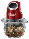 Russell Hobbs Mini electric chopper [glass container including storage lid] Desire Red (500ml, vegetable shredder, mixer, multi-& universal shredder for vegetables, fruit & meat) 24660-56