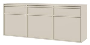 Selsey Commode Suspendue Meuble De Rangement À 3 Tiroirs 3 Portes Push to Open 154 cm Beige Gris Evo