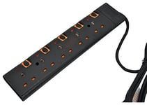 Shine SS_eXT_BK Black 2m 5 Way Gang Switched Surge Protected Extension Lead With LED Indicators