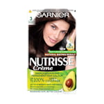 Garnier Nutrisse Permanent Hair Dye, Natural-looking, hair colour result, For All Hair Types, 3 Darkest Brown