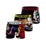 FREEGUN Boxer Enfant My Hero Academia, Caleçon Garçon All Might, Katsuki, Original Manga (Lot de 3), Noir, Jaune, Multicolore, Taille 12/14 Ans