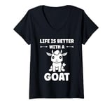 Womens Small Animals Goat quote life is better with a Goat V-Neck T-Shirt