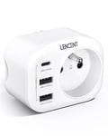 LENCENT Prise USB Secteur Chargeur Multiprise 4 en 1 Prise avec 1 Sortie AC 2 Ports USB et 1 USB C avec Un Mini Corps pour Bureau/Cuisine/Chambre 4000W