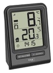 TFA Dostmann Thermomètre sans fil PRISMA, 30.3063.01, mesure la température extérieure/ intérieure, affiche les valeurs maxi et minim, noir