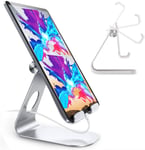 GVTECH Universal Tablet Stand, Adjustable Tablet Holder, Desktop Stand Dock Compatible with New iPad 2020 Pro 9.7, 10.5, 12.9, Air mini 2 3 4 5, Samsung Tab, Lenovo Tab other Tablets, Silver