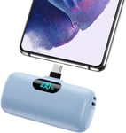 Batterie Externe Usb C 5000mah,15w 3.0a Charge Rapide Chargeur Portable Mini Power Bank Avec Écran Lcd Compatible Avec Samsung S23,S22/Note/Huawei/Moto/Lg/Pixel/Nexus,Usb C Phones -Bleu Clair