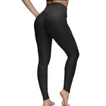 Kvinnors Leggings Hög Midja Yoga Byxor Tiktok Scrunch Rumpa Jacquard Ruched Booty Tights Mage Kontroll Rumpa Lyft Grå Vit Svart Lila Fitn Svart Black XL