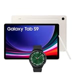 Samsung Galaxy Tab S9 WiFi Android Tablet, 256GBStorage, Beige, 3 Year Extended Warranty with a Samsung Galaxy Watch6 Classic, Bluetooth, 47mm, Graphite (UK Version)