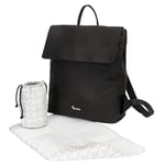 APRAMO Sac à langer multifonctionnel pour couches de bébé, avec matelas à langer portable et porte-bouteille, sac à bandoulière polyvalent et sac à dos pour maman et papa, Noir