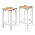 SoBuy FST29-WNx2 Lot de 2 Chaises Tabourets de Cuisine en Bois avec Repose-Pieds