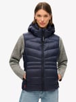 Superdry Hooded Fuji Quilt Padded Gilet, Eclipse Navy