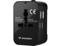 Wozinsky Wutwc Universal Reseadapter Eu / Us / Aus / Uk / 2X Usb-A - Svart