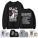 2024 Taylor Swift The Eras Tour Sweatshirt Print Långärmad Crewneck Casual Lös Pullover Toppar Fans Gåvor För Män Kvinnor Vuxen Unisex Svart Black S