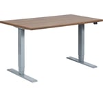 Elfen Ergodesk Basic II -sähköpöytä, 120 x 60 cm, pähkinäpuu, harmaa runko