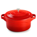 Pradel Excellence - PCUI003003 - Cocotte Ronde en Fonte d'Aluminium Magma Ø28cm, Revêtement Anti-Adhésif Façon Pierre, 2 Maniques Amovibles, Tous Feux