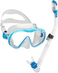 CRESSI F-Dual + Supernova Dry Combo - Unisex Diving Mask F-Dual rimless and Dry Snorkel for Snorkelling and Scuba Diving, Colour Clear/Blue, One Size