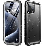 Cozycase Coque pour iPhone 15 Pro Etanche Antichoc - 360 degres Integral Incassable Militaire Résistante Housse IP68 Waterproof Chantier Anti Choc Eau Poussière Coque 15 Pro Case Bumper Rigide - Noir