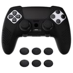 PlayVital 3D Studded Edition Anti-Slip Silicone Cover Case for ps5 Edge Controller, Soft Rubber Protector Skin for ps5 Edge Wireless Controller with 6 Thumb Grip Caps - Black