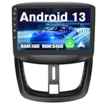 AWESAFE Autoradio Android 13 pour Peugeot 207 2006-2015 [4G+64G] Carplay sans Fil et Android Auto,Écran Tactile 9" HD Mirrorlink 4G WiFi Bluetooth DSP FM AM RDS USB Commande au Volant