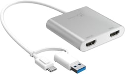 Adaptateur Multi-Moniteur Usb Type-C Vers Dual Hdmi Avec Convertisseur Usb Type-A|4K + 2K|Compatible Avec Microsoft Et Mac(Jca365)