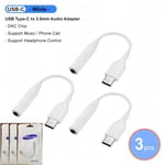 Blanc-3PCS-Adaptateur Audio Original USB Type C à 3.5MM, Jack 3.5, câble de casque, pour Samsung Galaxy S23 U