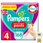 Pampers Active Fit Nappy Pants Size 4, 2 X 84 Pack 168 pack