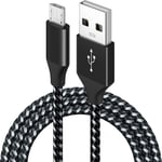 Câble Micro USB 2M,câble micro paire mâle USB 2.0A,câble de charge rapide Android micro USB Vitesse de transfert de données 480Mbps,compatible avec Samsung Galaxy S7 S6,Sony,LG,PS4