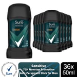 Sure Men AntiPerspirant Deodorant Stick Sensitive 72H Nonstop Protection,36x50ml