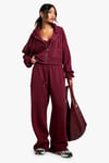 Womens Ribbed V Neck Top 3 Piece Hooded Tracksuit - Red - Xs, Red