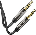 Câble Jack Audio Cable Auxiliaire 3.5mm Mâle vers Mâle Câbles Stéréo Jack 3.5mm 4 Pôles pour Casque, Voiture, Smartphones, Lecteur MP3 etc, 5M