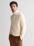 GANT Half Zip Neck Cotton Blend Jumper, Cream