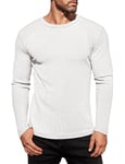 Ekouaer Haut Thermique Homme Manches Longues sous-Vêtements Automne-Hiver Chaud Blanc M