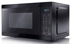 SHARP YC-MG02U-B Compact 20 Litre 800W Digital Microwave with 1000W Grill, 11 power levels, ECO Mode, defrost function, LED cavity light - Black