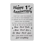 Jzxwan 1st Anniversary Card Gifts for Husband Wife Boyfriend, One 1 Year Anniversary Card Present Gifts First Time Wedding Anniversary Wallet Card for Her Women