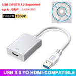 USB 3.0 2.0 To HDTV 1080P HDMI Audio Video Adaptor Converter Cable For PC Laptop