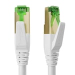 KabelDirekt – Cable Ethernet CAT7 avec triple blindage ultra-sécurisé, câble internet/LAN – 2 m (Prise RJ45, Câble réseau, 10Gbit/s pour une vitesse maximale de la fibre optique, blanc)