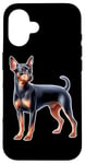 Coque pour iPhone 16 Mini épingle en forme de chien pinscher miniature