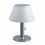 Lampe de table pour l'extérieur, blanche, lumière de jardin, rechargeable, variateur à niveaux, blanc argenté, 10x led 100lm blanc chaud, DxH 20x28 cm