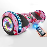 QINGMM Hoverboard,6.5" Two-Wheel Smart Self Balancing Car with LED Light Flash And Bluetooth Speaker,Electric Scooters for Kids Adult,Pink