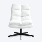 MEUBLE COSY Fauteuil Salon Pivotant sur 360° Chaise de Canapé de Loisirs avec Dossier Pliante Assise Épais Revêtement en Tissu Scandinave Pieds en métal, Blanc, 65x79.5x85cm, 65x79,5x85cm