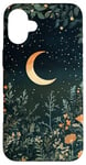 iPhone 16 Plus Night Forest Dark Cottagecore Crescent Moon Botanical Case