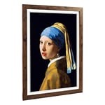 Big Box Art Framed Print of Johannes Vermeer The Girl with The Pearl Earring Design | Wall Art Picture| Home Decor for Kitchen, Living Room, Bedroom, Hallway, Walnut, A2 / 24.5x18 Inch / 62x45cm