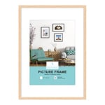 ATOBART Cadre photo A3 - En bois de chêne - Avec passe-partout - Pour impression au format A4 - Cadre pour certificats et posters - Avec plexi-glass - Pour montage mural - 29,7 x 42 cm - 1 pièce