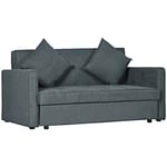 HOMCOM 2 Seater Sofa Bed Convertible Bed Settee with 2 Cushions Storage