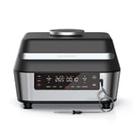 Nutricook Smart Indoor Grill & Air Fryer XL by Caliber Brands, with Builtin Thermometer, Grill, Air Fry, Roast, Bake, Dehydrate & Reheat, AFG960, Black/SS, 1760 Watts, 2 Yr ltd Warranty, 8.5 Liters