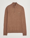 Morris Merino Cable Half Zip Camel